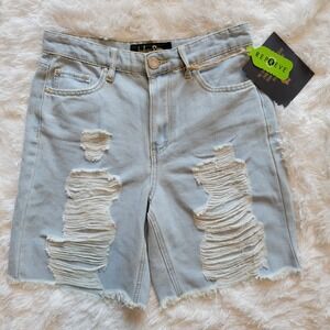 Light Wash Ripped Denim Cutoff Shorts‎ Super High Rise Size 26